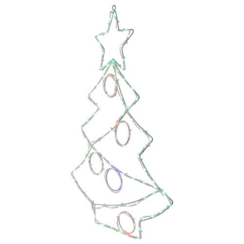 28" LED Lighted Christmas Tree with Ornaments Window Silhouette