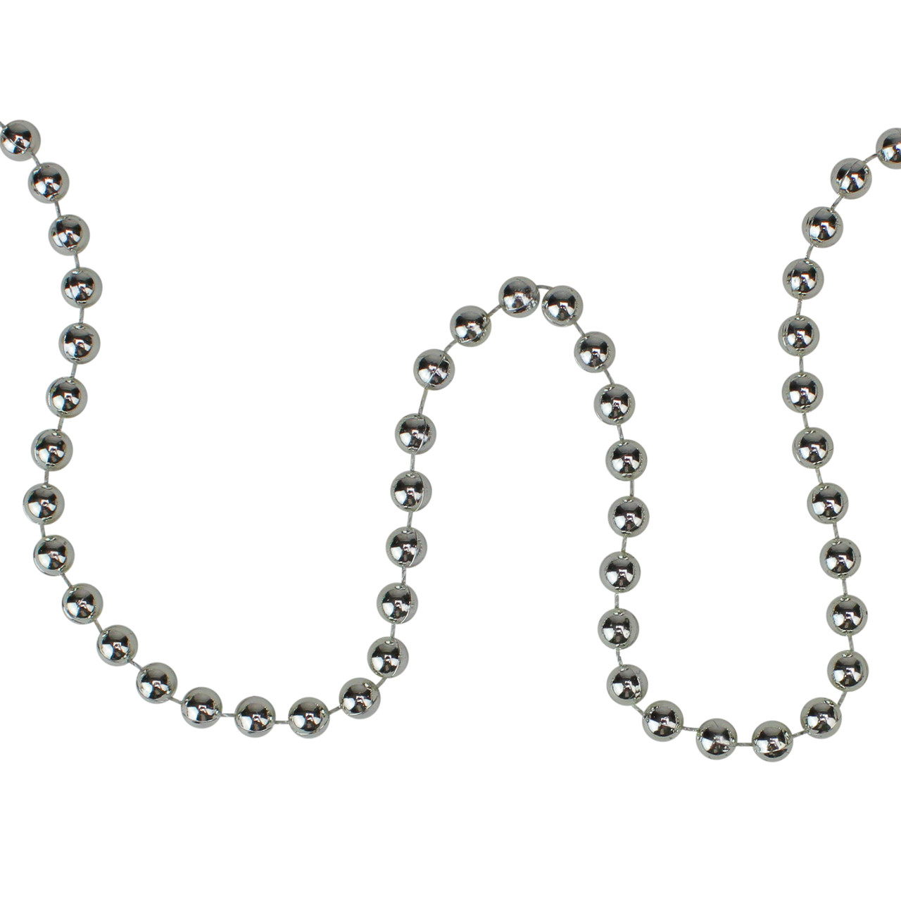 15' x 0.25" Shiny Silver Beaded Christmas Garland - Unlit