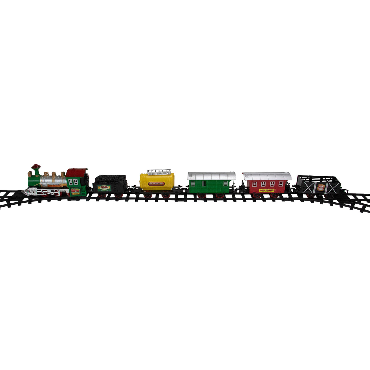 18-Piece Black and Green Battery Operated Animated Classic Model Train Set