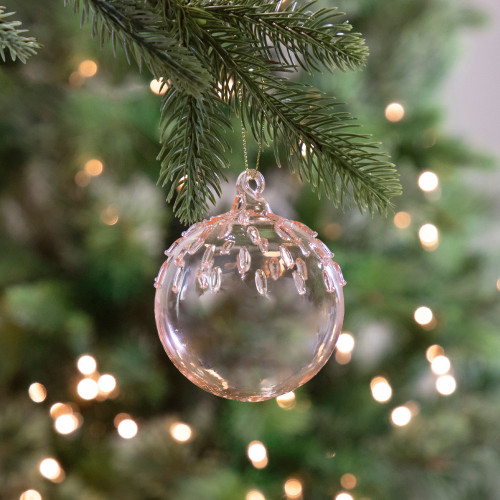 3" Pink Iridescent Glass Christmas Ball Ornament