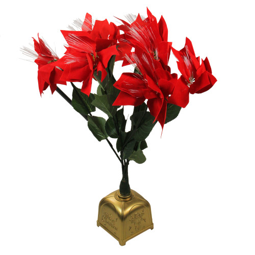 20" Fiber Optic Lighted Red Poinsettia Artificial Christmas Plant