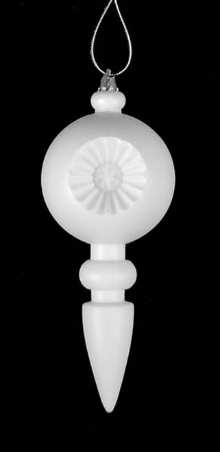 4ct White Retro Reflector Shatterproof Matte Christmas Finial Ornaments 7.5"