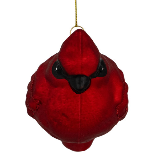 5.5" Red Cardinal Glittered Hanging Glass Christmas Ornament