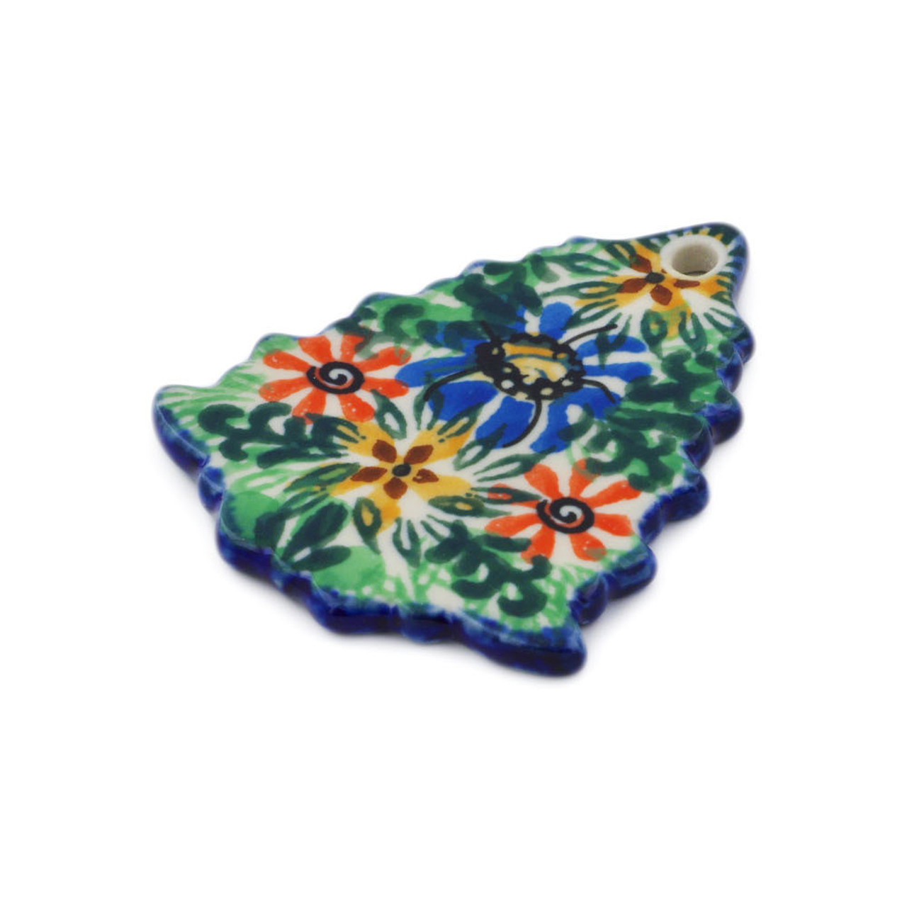 Polmedia Polish Pottery Christmas Tree Pendant 3" Profusion