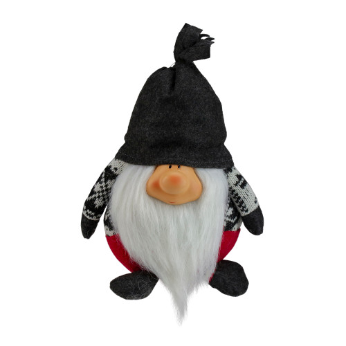 Smiling Gnome Christmas Figure - 9.5" - Charcoal Gray
