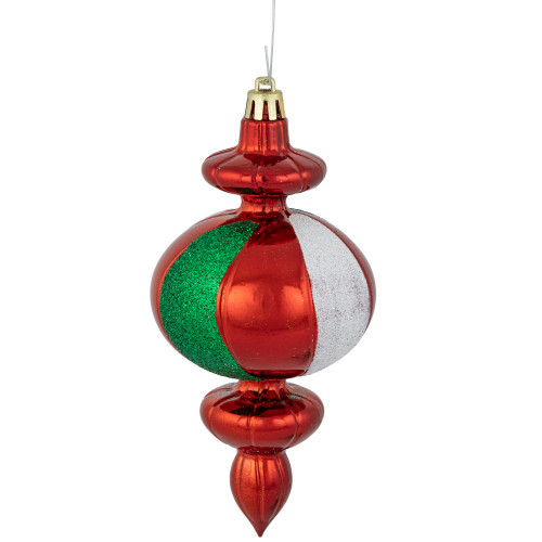 8ct Traditional Colors Shatterproof Finial Christmas Ornaments, 6"