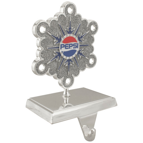 6.5" Silver and Blue "PEPSI" Snowflake Christmas Stocking Holder