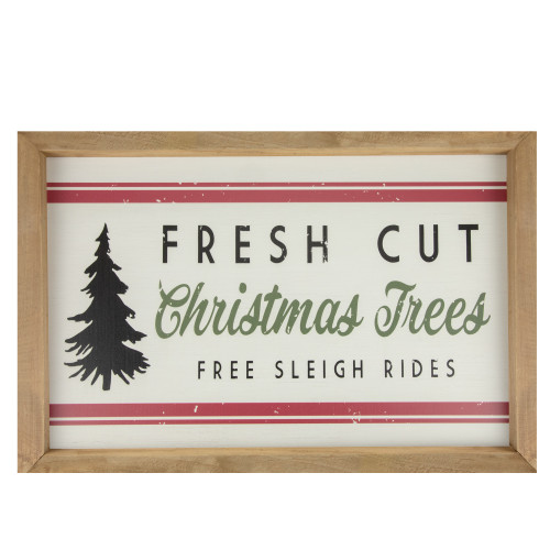 18" Wooden Framed "Fresh Cut Christmas Trees" Wall Sign