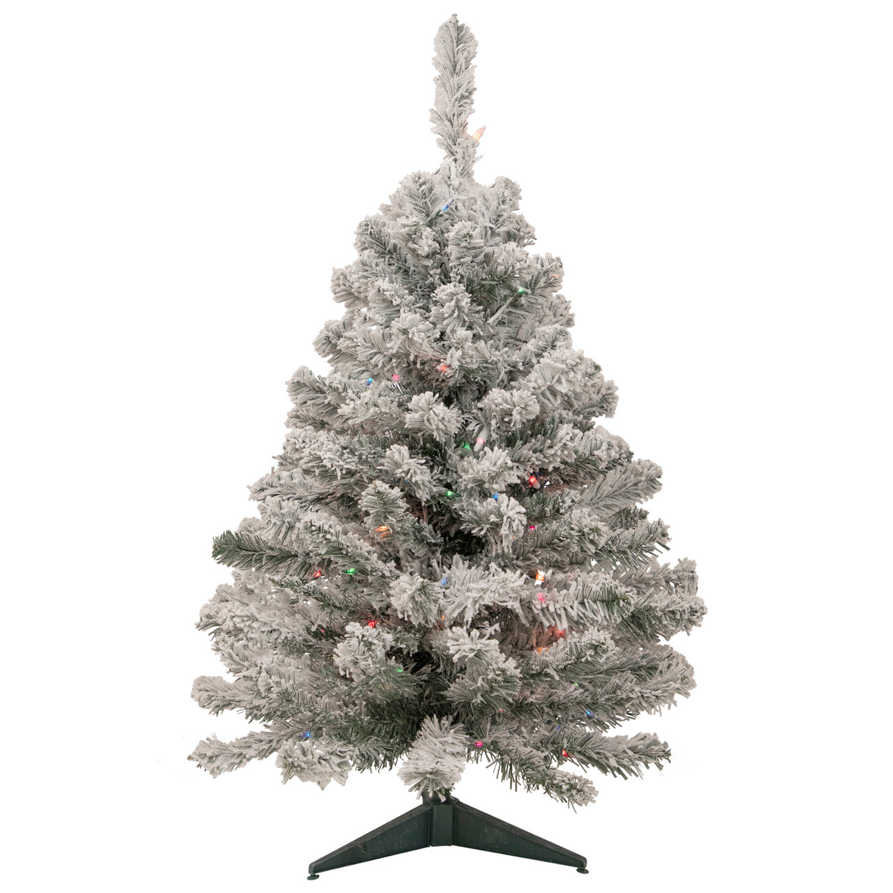 3' Pre-Lit Medium Heavily Flocked Madison Pine Artificial Christmas Tree, Multi Lights