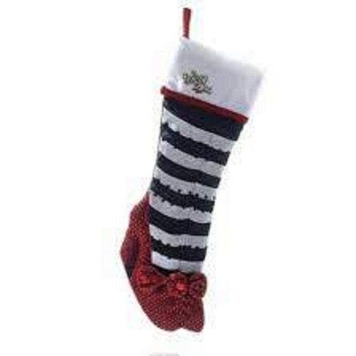 22" Black and White 'Wizard of Oz' with Ruby Slipper Christmas Stocking