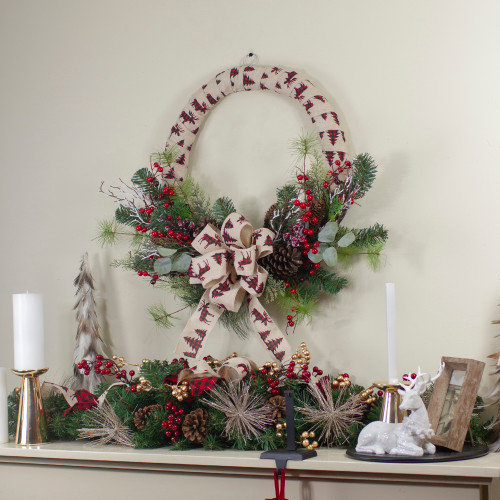 Winter Foliage and Berries Artificial Burlap Christmas Wreath - 24" - Unlit