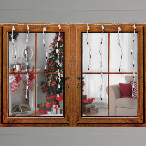 Set of 100 Purple Mini Icicle Christmas Lights - 7.8ft White Wire