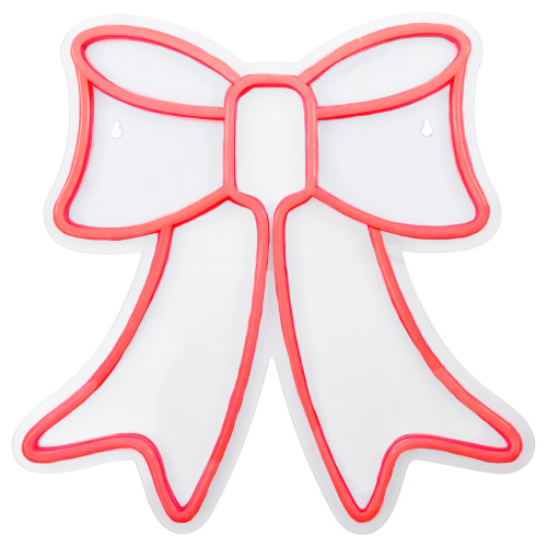 15" Red LED Lighted Neon Style Bow Christmas Window Silhouette