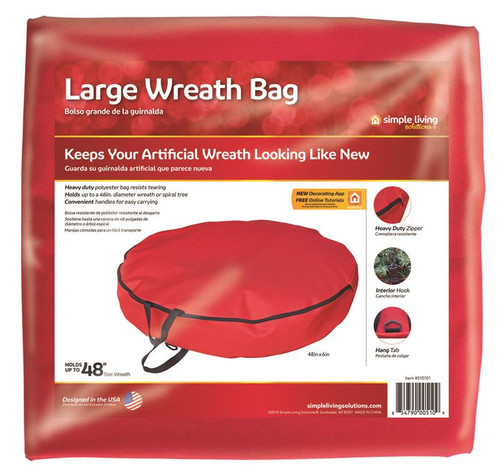 48" Premium Red Christmas Wreath Storage Bag