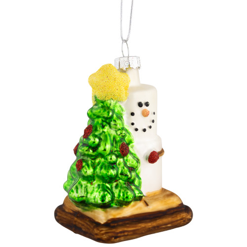 3.25" Smore with Tree Glass Christmas Ornament