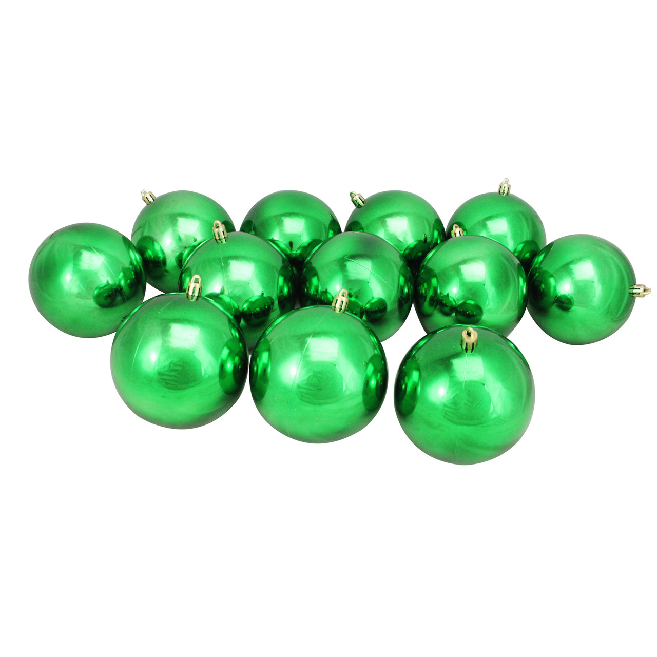 12ct Christmas Green Shatterproof Shiny Christmas Ball Ornaments 4" (100mm)