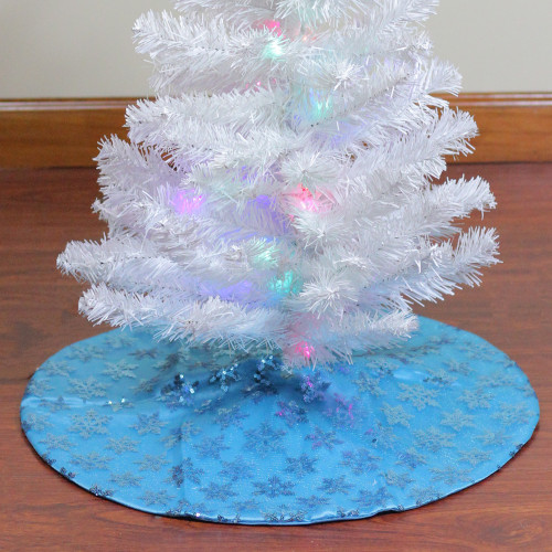 20" Blue Sequin Snowflake Pattern Mini Christmas Tree Skirt