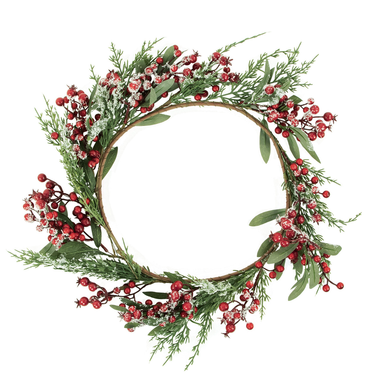 Real Touch?? Frosted Berries and Pine Artificial Christmas Wreath - 18" - Unlit
