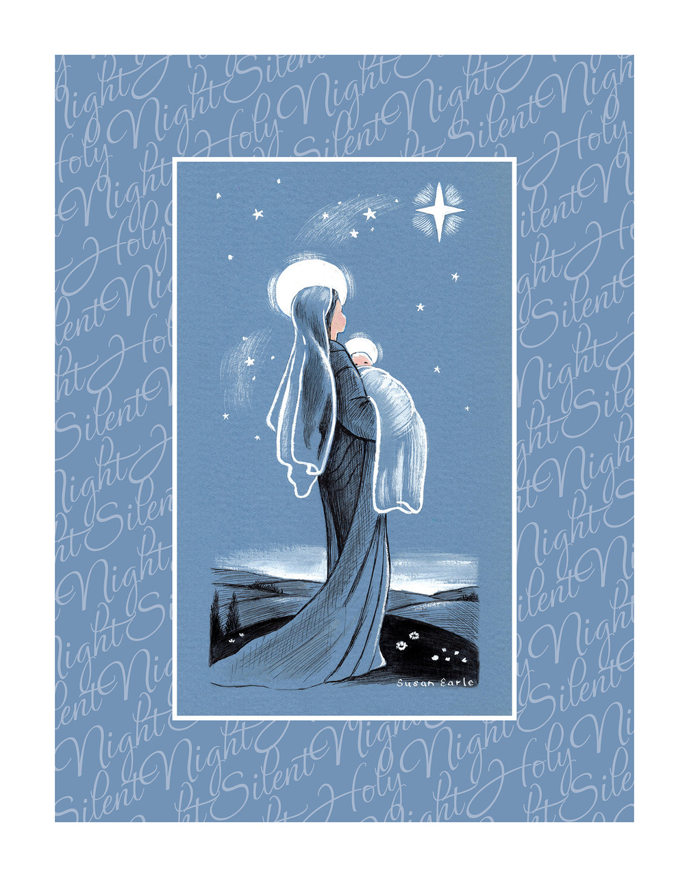 Silent Night Religious Holiday Wall Decor Art Print