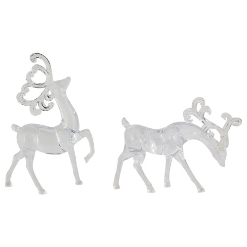 Standing Reindeer Christmas Figurines - 9.25" - Clear - Set of 2