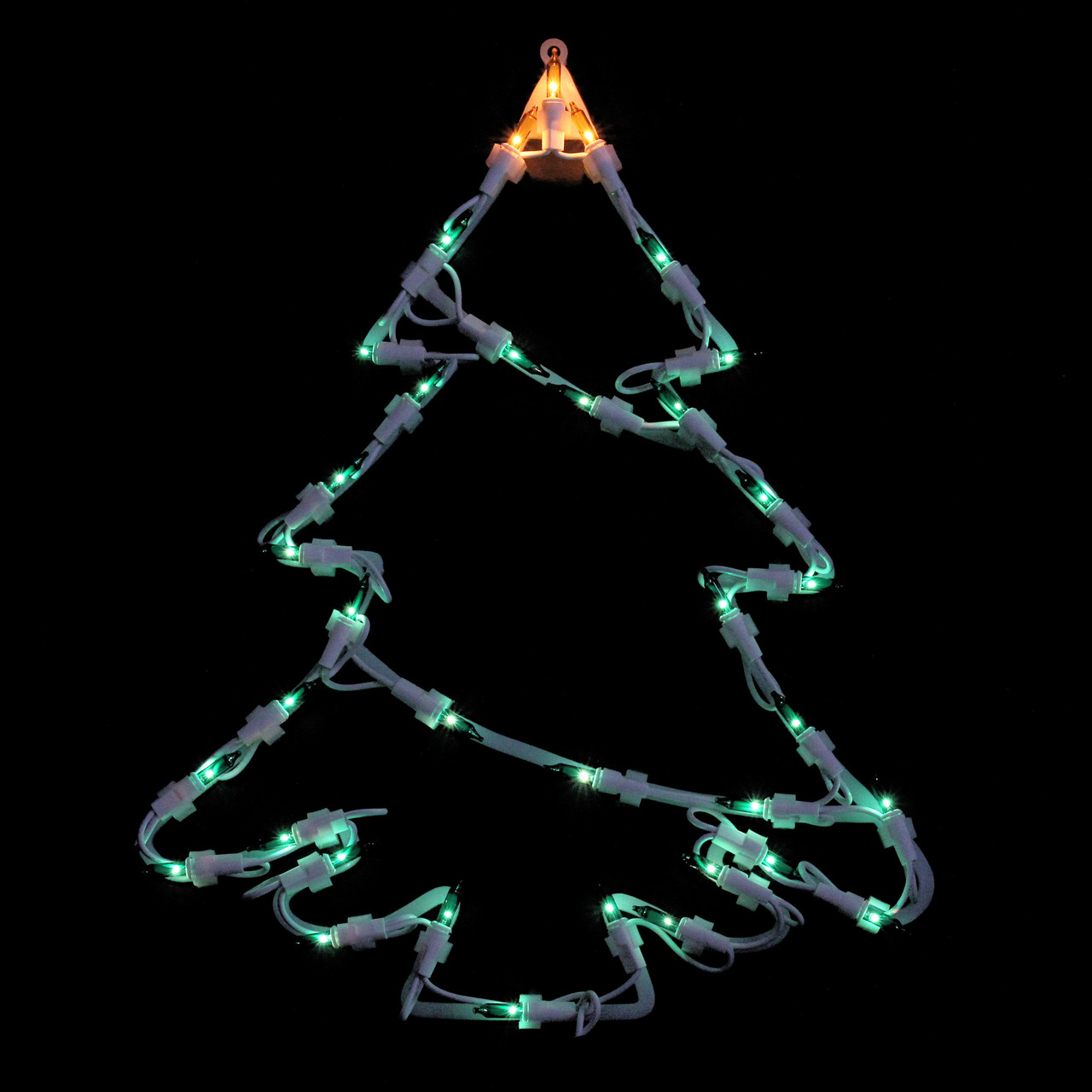 Lighted Christmas Tree Window Silhouette Decoration - 15" - Green and Yellow Lights