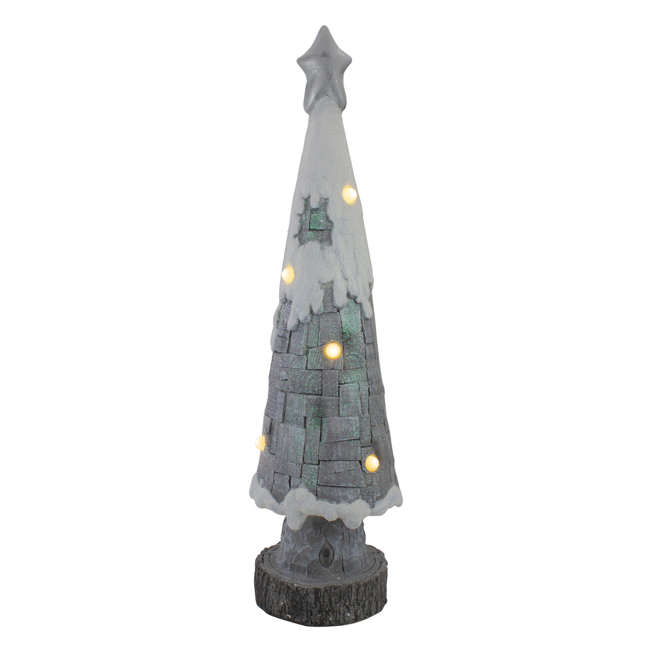 LED Lighted Snow Cap Christmas Tree with Star Topper - 29" - Gray and White