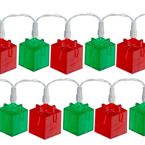 20-Count Red and Green LED Novelty Christmas Lights 9.5ft White Wire