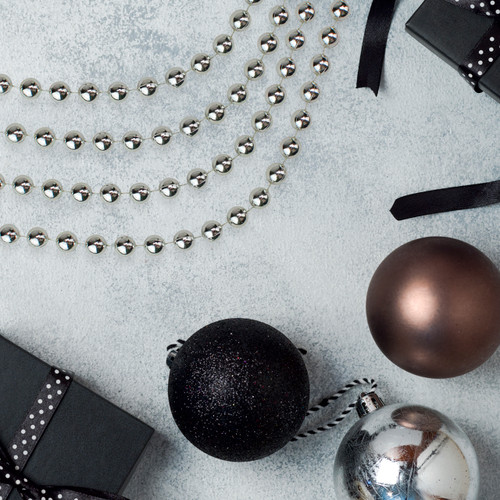 33' Shiny Silver Round Beaded Christmas Garland - Unlit