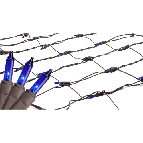 2' x 8' Blue Mini Net Style Tree Trunk Wrap Christmas Lights, Brown Wire