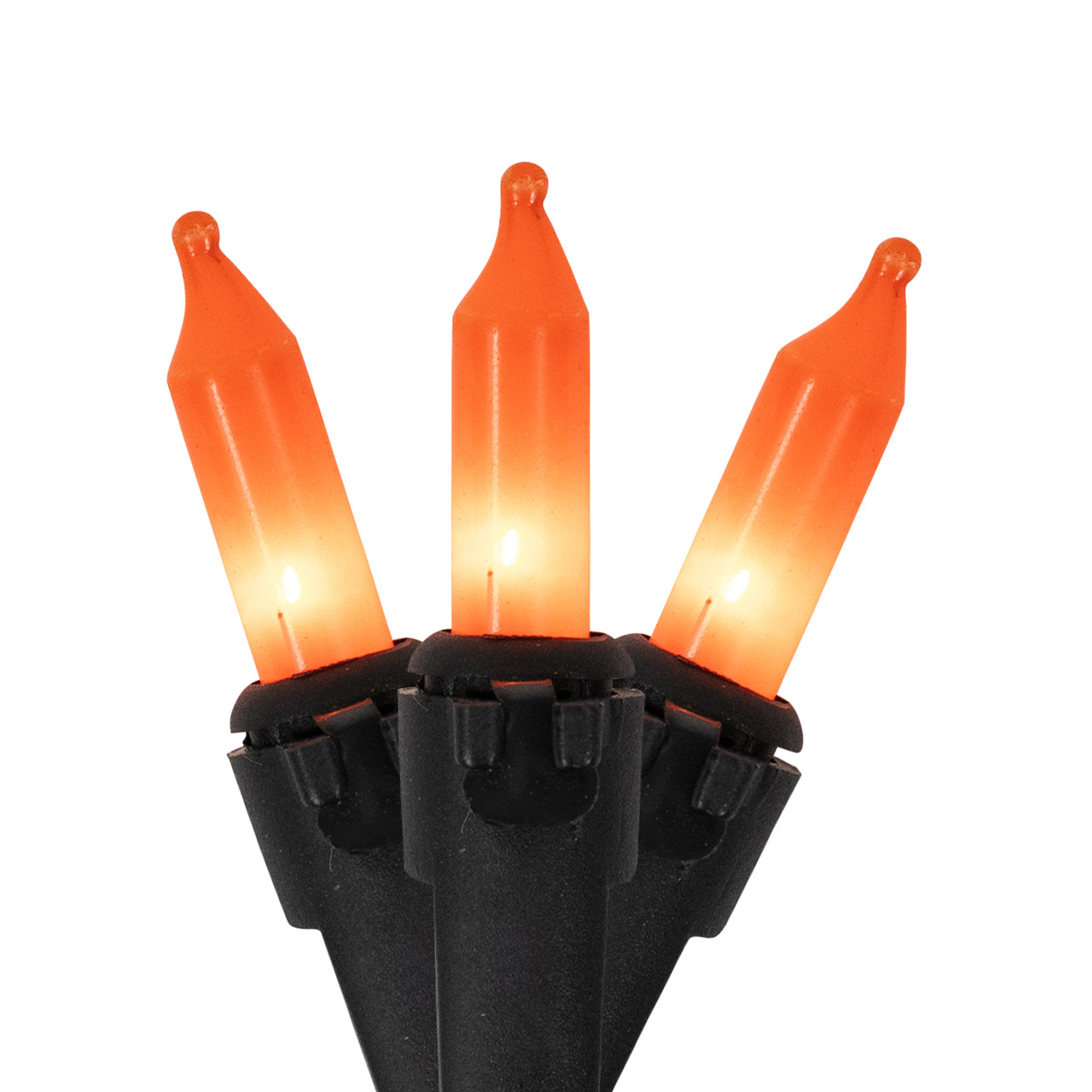 Mini Christmas Light Set - Orange - 20.25' Black Wire - 100ct
