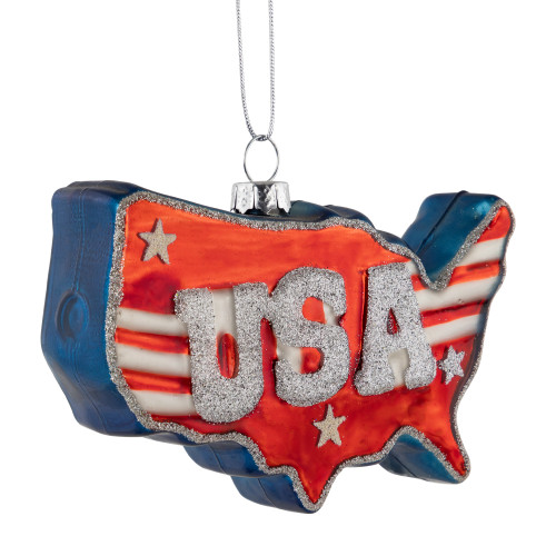 4.25" Americana USA Glass Christmas Ornament