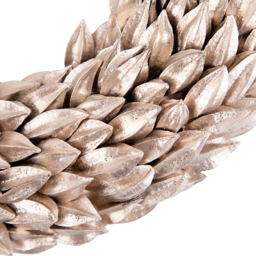 Champagne Gold Budding Leaves Glitter Christmas Wreath, 11.5-Inch, Unlit