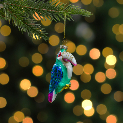 4.75" Multi-Colored Glass Toucan Christmas Ornament