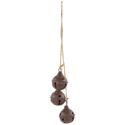 Cascading Christmas Jingle Bell Ornaments - 13.5" - Brown - Set of 2