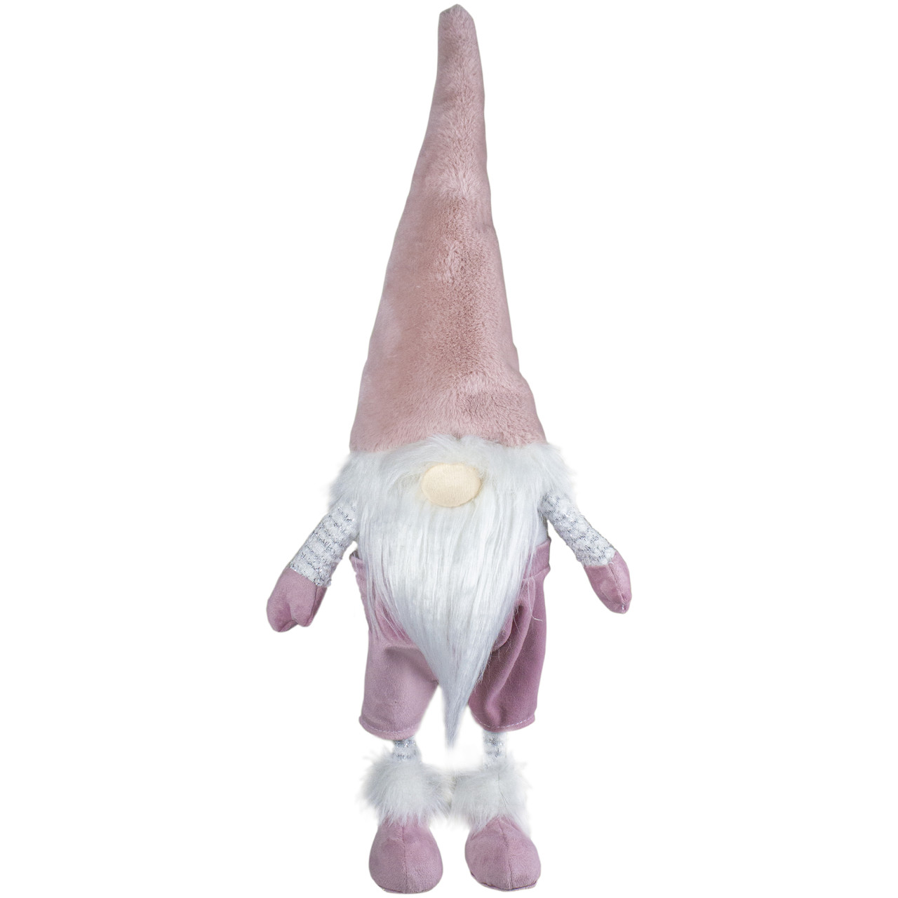 Bouncy Gnome Standing Christmas Figure Decoration - 20" - White and Pink