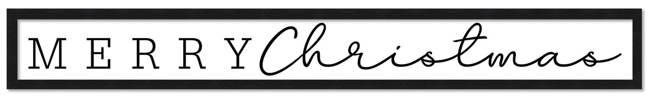 Giant Merry Christmas 6.5" x 49.5" Framed Christmas Wall Decor Art Print Sign Poster in a Black Wooden Frame with UV Acrylic and Hangers