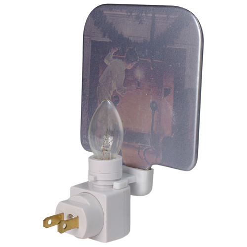 6" Norman Rockwell 'Is He Coming' Glass Christmas Night Light