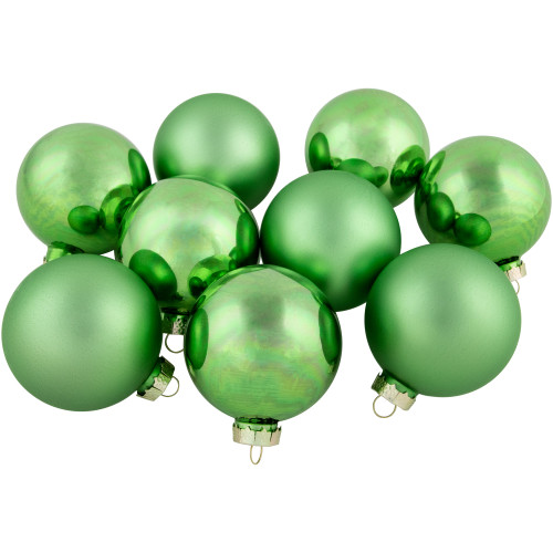 9ct Grass Green Finish Glass Christmas Ball Ornaments 2.5" (65mm)