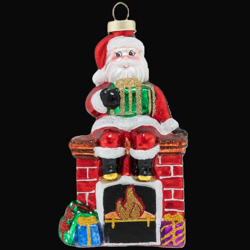 5" Santa's Perch with Presents on Fire Mantle