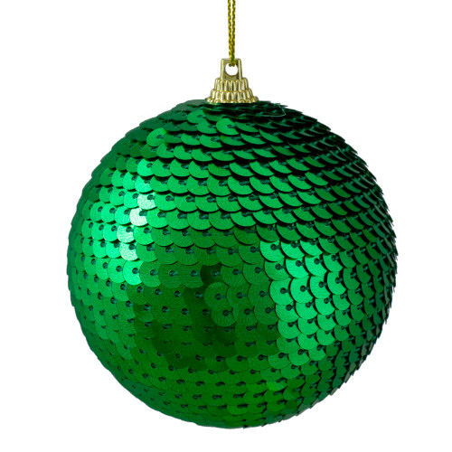 3" Green Sequin Shatterproof Ball Christmas Ornament