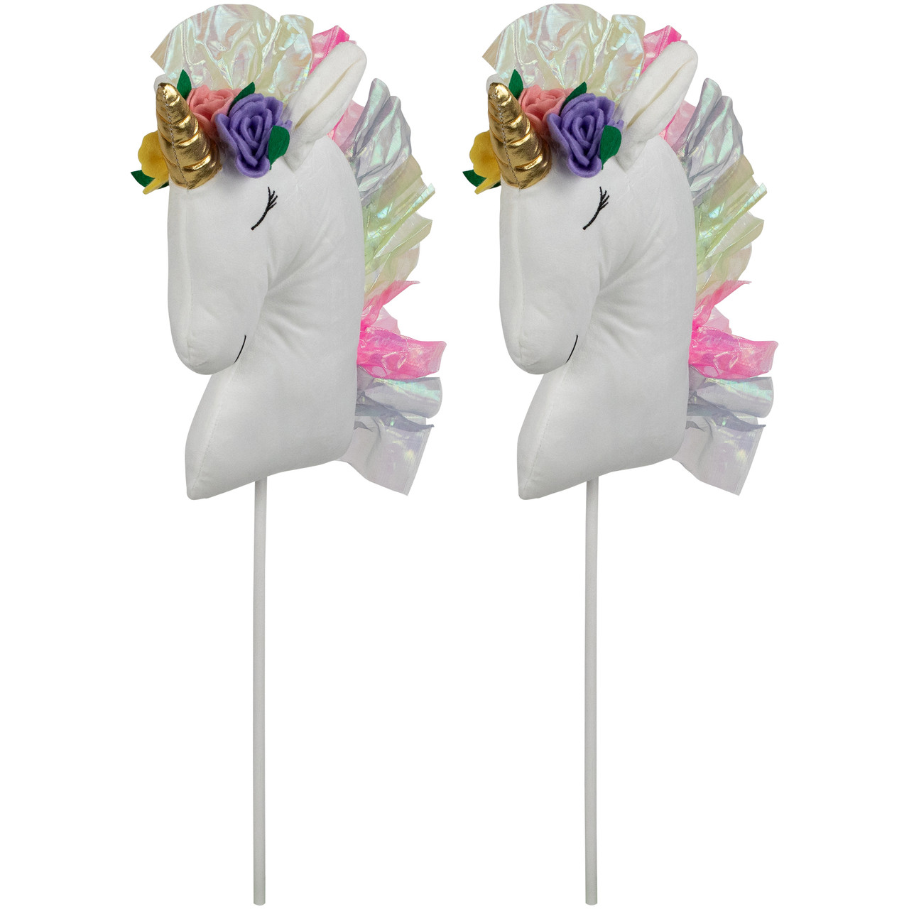 Plush Rainbow Unicorn Christmas Picks - 24" - Set of 2