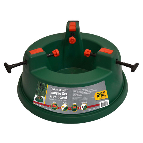 Green Wide Mouth Simple Set Live Christmas Tree Stand - Holds Trees up to 6ft
