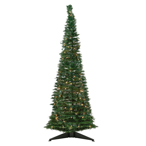 6' Pre-Lit Green Holly Leaf Pop-Up Artificial Christmas Tree - Clear Lights