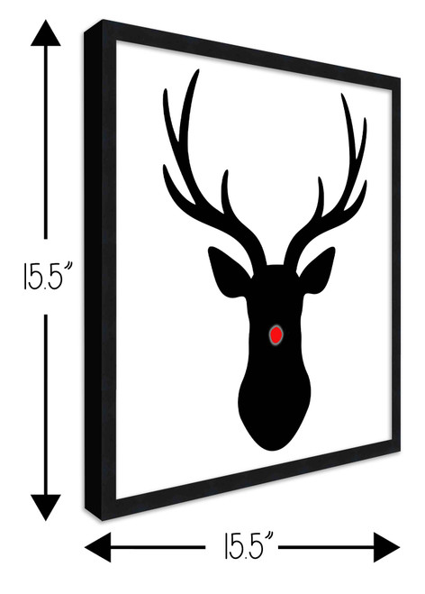 Rudolph the Red Nosed Reindeer 15.5" x 15.5" Framed Christmas Wall Decor Art Print Sign Poster in a Black Wooden Frame with UV Acrylic and Hangers