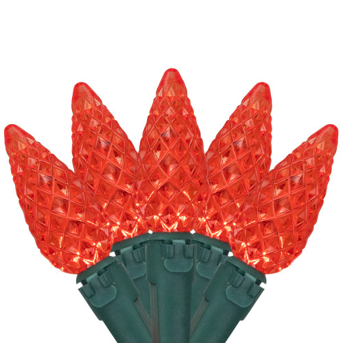 70-Count Red LED Faceted C6 Christmas Light Set, 23ft Green Wire