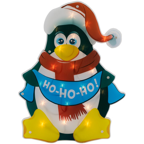 17.5" Lighted Penguin Christmas Window Silhouette
