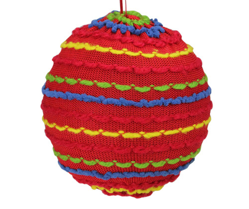 4.25" Bohemian Multicolor Knitted Christmas Ball Ornament