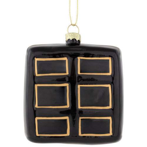 3" Black and Gold Organ Glass Christmas Ornament