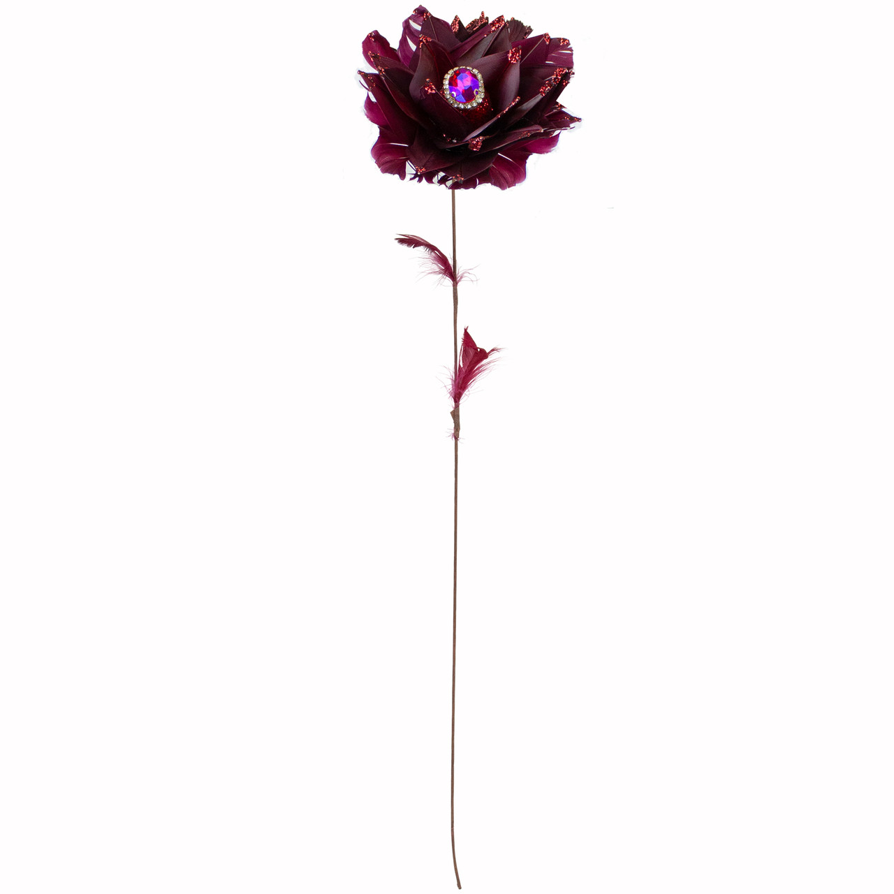 20.75" Deep Red Feather Peony Artificial Christmas Floral Pick