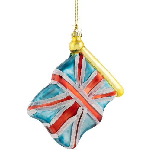 3.5" Union Jack Flag Glass Christmas Ornament
